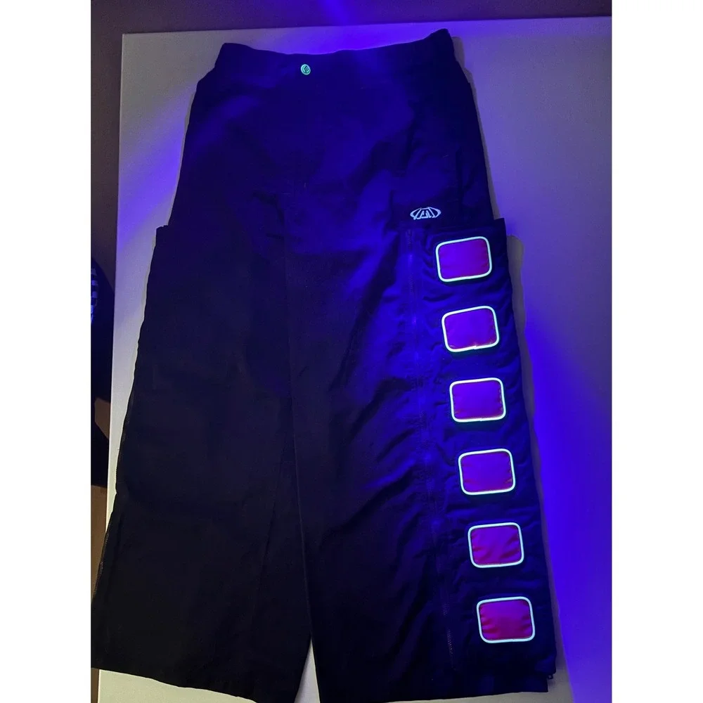 Vintage MacGear Wide Leg Rave Pants Black Red Reflective Cyber Goth Y2K Size 36